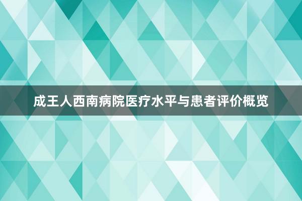 成王人西南病院医疗水平与患者评价概览